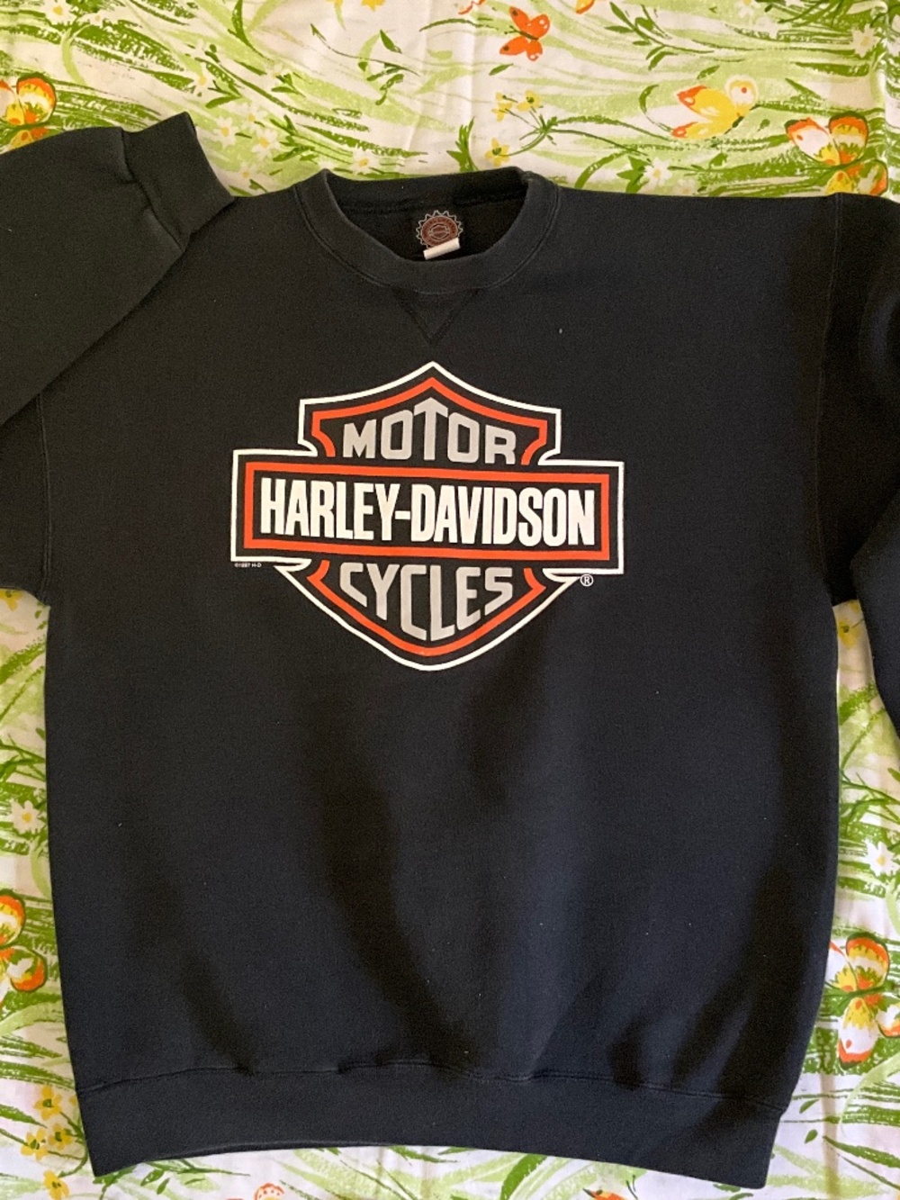 Rare Made In USA 1997 HARLEY DAVIDSON Sweatshirt Embroidered Cuff
